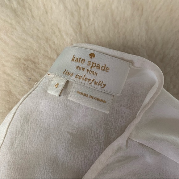 Kate Spade White Pleated Ruffle Silk Sleeveless Blouse 4 - Picture 3 of 10